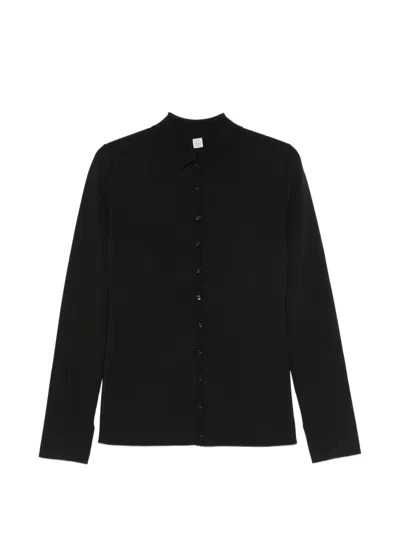 Totême Button-up Knit Cardigan In Black