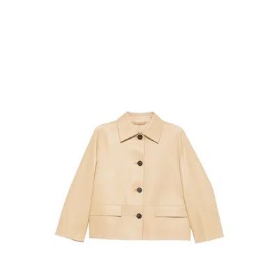 Totême Button-up Leather Jacket In Neutral