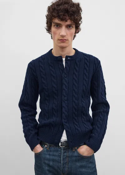 Totême Cable Cardigan Dark Navy In Blue