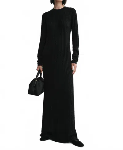 Totême Crinkled Knit Long Sleeve Dress In Black