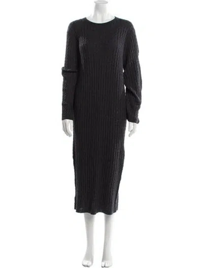 Pre-owned Totême Cable Knit Long Sleeve Midi Length Dress In Gray
