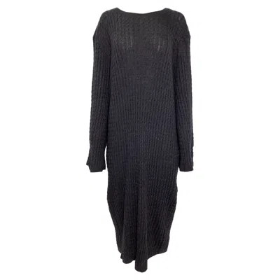 Totême Cable Knit Midi Dress In Grey Wool In Yellow