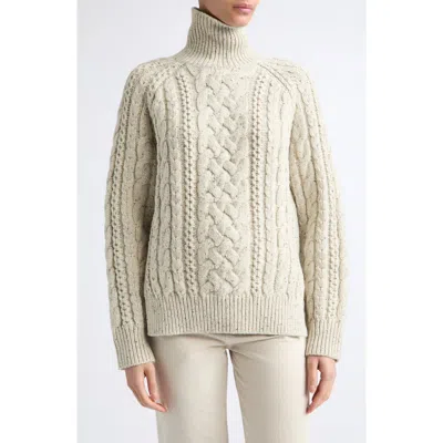 Totême Toteme Cable Stitch Wool Turtleneck Sweater In Neutral