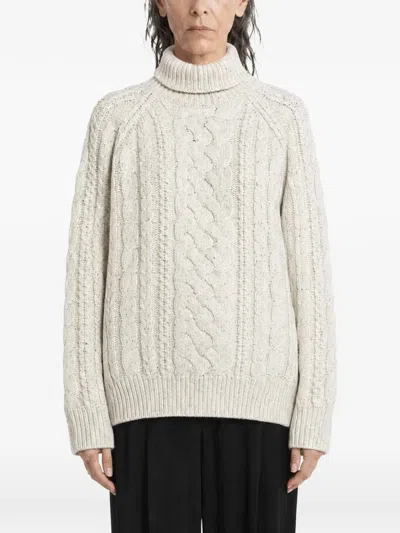 Totême Toteme Wool Cable-knit Rollneck Sweater In Neutral