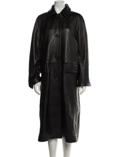 Pre-owned Totême Calf Leather Coat In Black