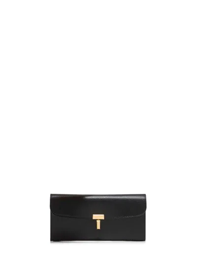 Totême Toteme Calf Leather T-lock Wallet In Black