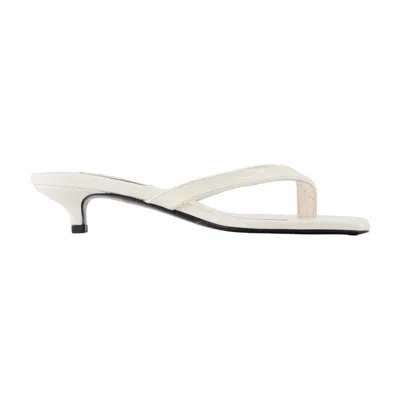 Totême Toteme Calfskin Leather Kitten Heel Heel Sandal In White