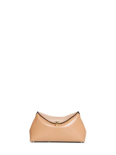Totême Camel T-lock Clutch Bag In Brown