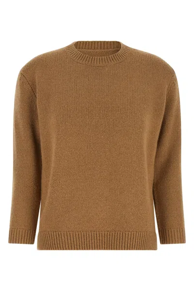 Totême Camel Wool Sweater In Brown