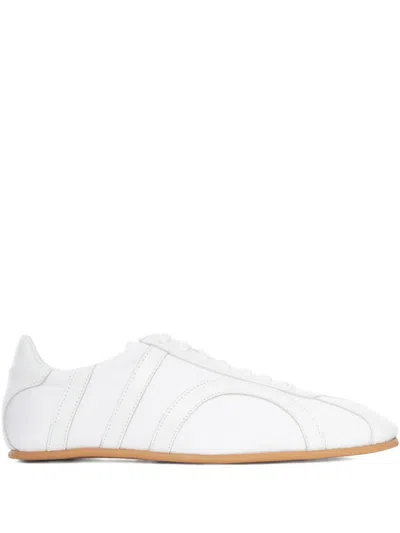 Totême Canvas Low-top Sneakers With Leather Profiles In White