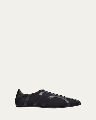 TOTÊME CANVAS AND LEATHER LOW-TOP SNEAKERS