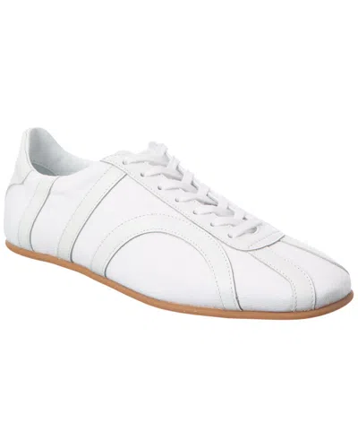 Totême Canvas Low-top Sneakers With Leather Profiles In White