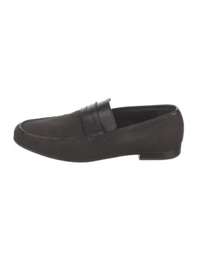 Pre-owned Totême Canvas Leather Trim Embellishment Loafers In Grey