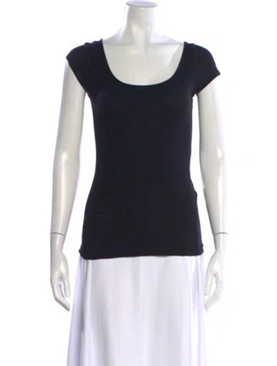 Pre-owned Totême Cap Sleeve Knit Tee Scoop Neck T-shirt In Black