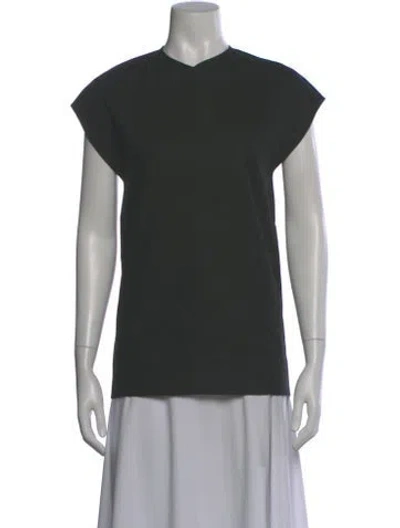 Pre-owned Totême Cap Sleeve Twisted-seam Crew Neck Blouse In Black