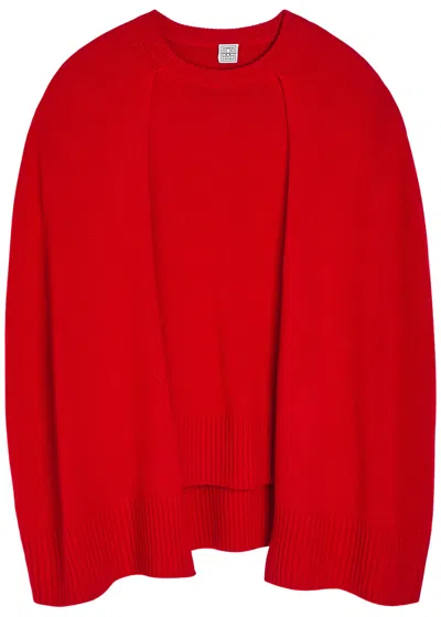 Totême Cashmere Crew Neck Knit Jumper Long Sleeves In Red