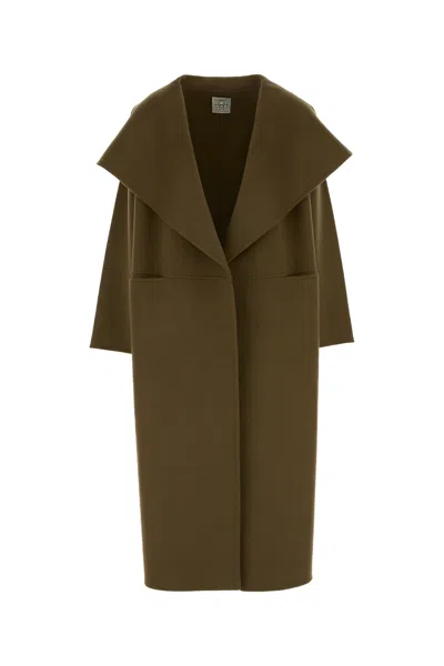 Totême Draped Wool And Cashmere-blend Felt Coat In Green