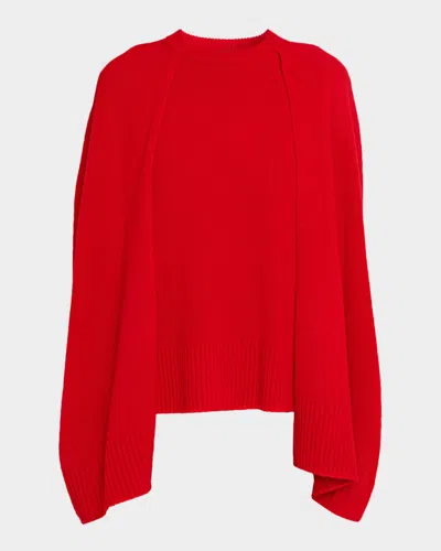 Totême Cashmere Crewneck Cape Sweater In Red
