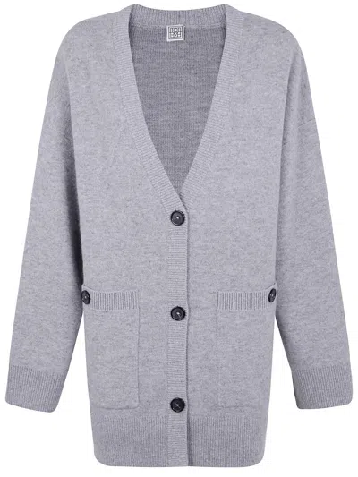 Totême Cashmere Merinos Longline Cardigan In Gray