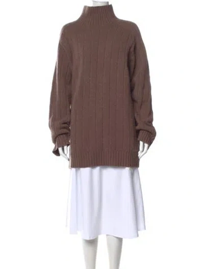 Pre-owned Totême Cashmere Mock Neck Sweater In Brown