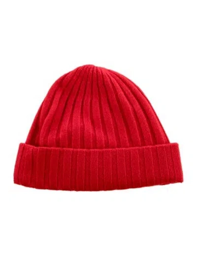Pre-owned Totême Cashmere Solid Knit Beanie Hat W/tags In Red