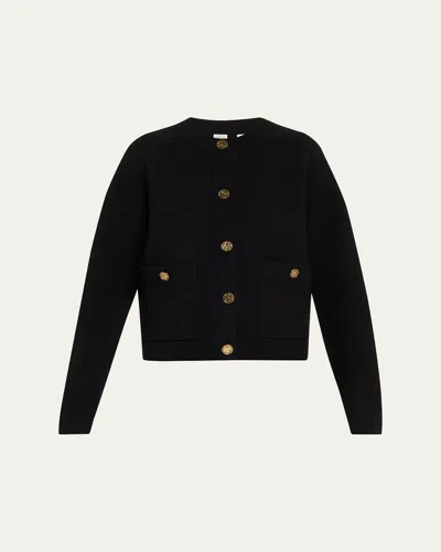 Totême Cashmere-wool Hammered Button Cardigan In Black