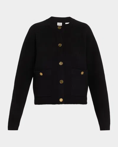 Totême Cashmere-wool Hammered Button Cardigan In Black