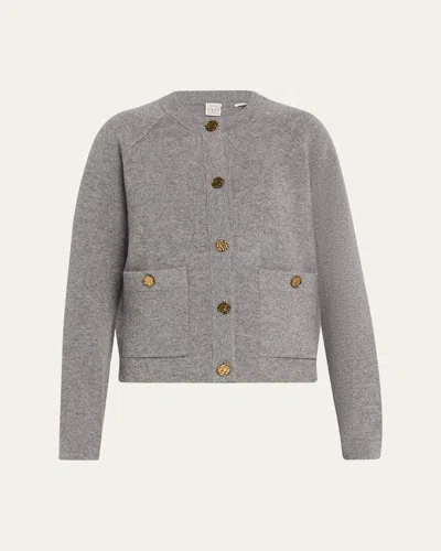 Totême Cashmere-wool Hammered Button Cardigan In Grey Melange