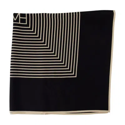 Totême Toteme Centered Monogram Scarf In Black