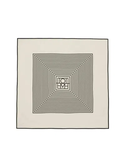 Totême Toteme Centered Monogram Silk Scarf Crème
