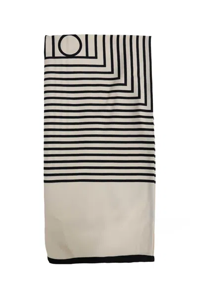 Totême Centered Monogram Silk Scarf In Neutral