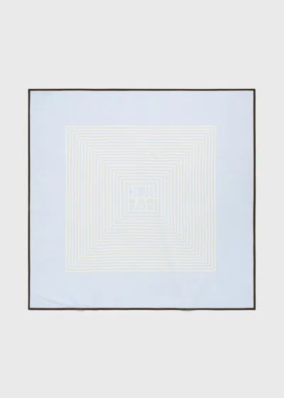 Totême Centered Monogram Silk Scarf Sky In Blue