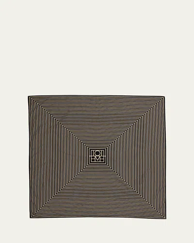 Totême Centered Monogram Silk Square Scarf In Brown