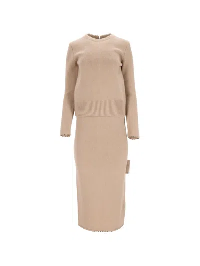 Pre-owned Totême Chain-trimmed Skirt Set In Brown