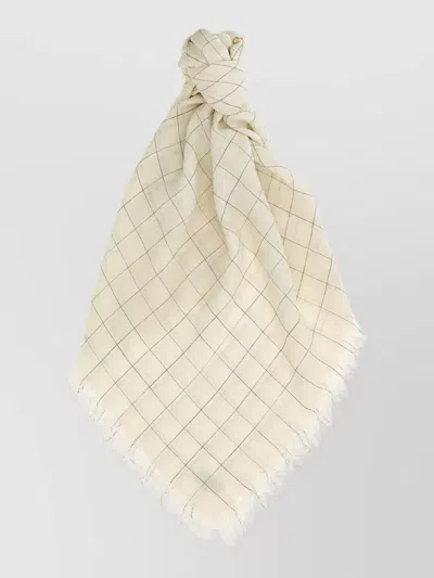 Totême Checked Wool Scarf In White