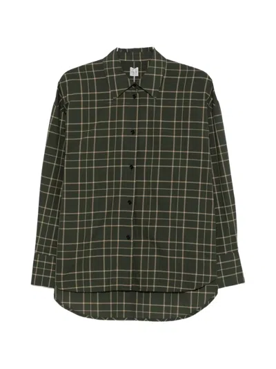 TOTÊME CHECK-PATTERN SILK-BLEND SHIRT