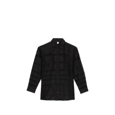 Totême Chemise Brodée En Soie Et Coton In Black