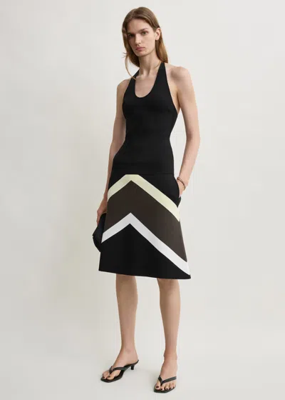 Totême Chevron Stripe Skirt Black/green