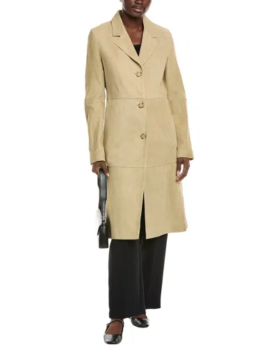Totême Toteme Cinched Suede Coat In Neutral