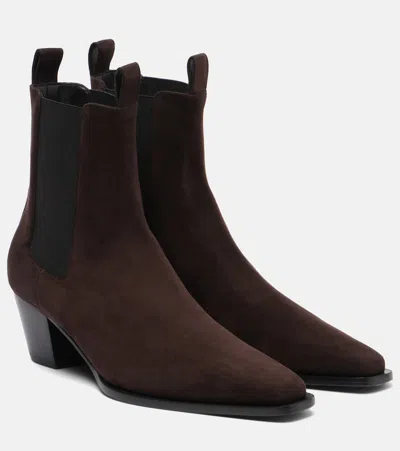 Totême Womens Dark Brown The City Suede Heeled Ankle Boots Eur 36 / 3 Uk