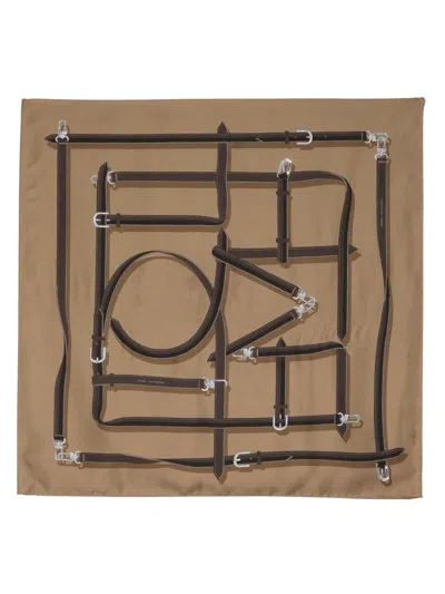 Totême Graphic-print Silk Scarf In Brown