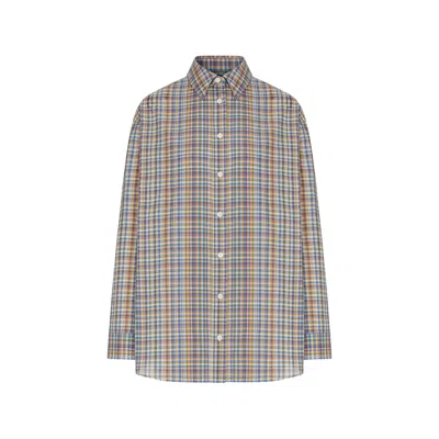 Totême Classic Blue And Orange Checked Cotton Shirt In Multi