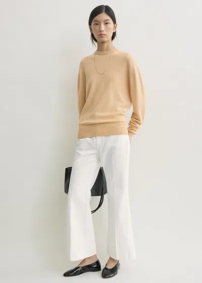 Totême Classic Cashmere Crew Knit Pale Apricot In Yellow