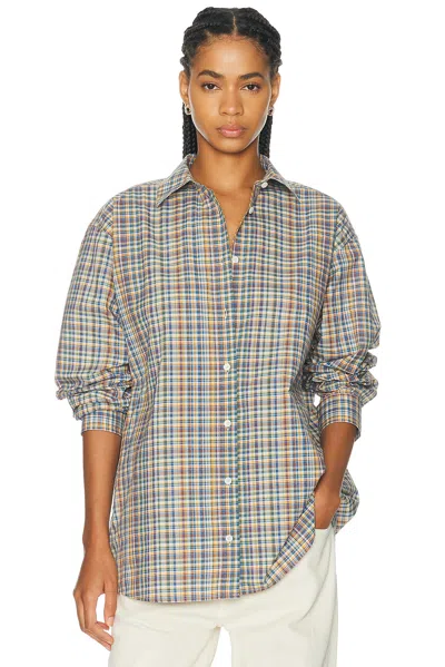 Totême Classic Check Button Down Top In Neutral