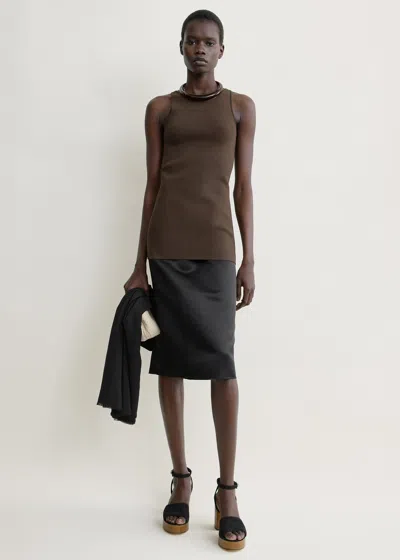 Totême Classic Compact Knit Tank Walnut In Brown