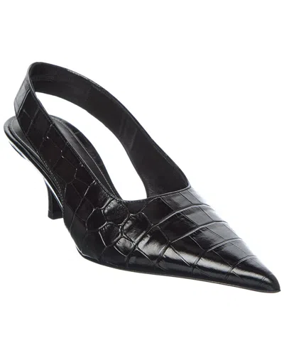 Totême Toteme Classic Croc-embossed Leather Slingback Pump In Black