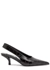Totême Toteme Classic Croco Embossed Leather Slingback Pumps In Brown
