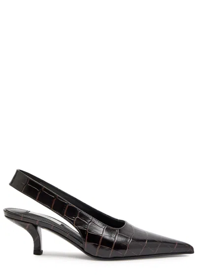 TOTÊME TOTEME CLASSIC CROCO EMBOSSED LEATHER SLINGBACK PUMPS