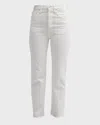 Totême Toteme High-waisted Cropped Jeans In Off-white