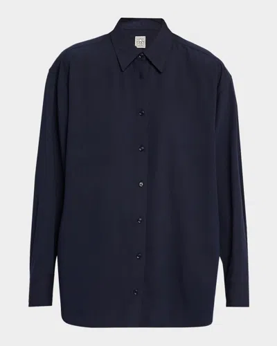 Totême Classic Fluid Button-front Shirt In Blue